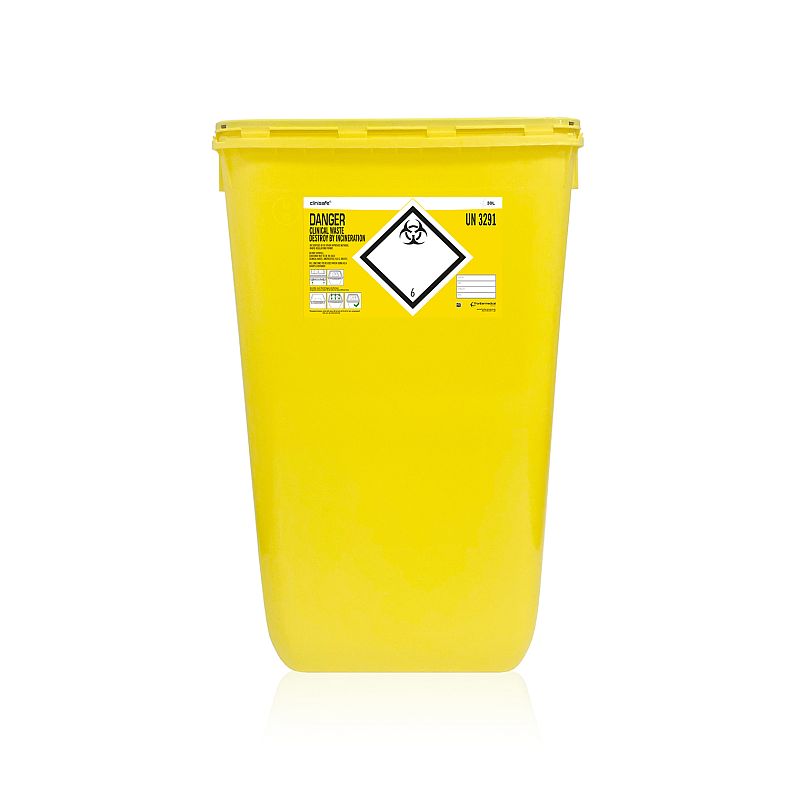 Clinisafe 60 Litre Clinical Waste Yellow Bin (Pack of 10)