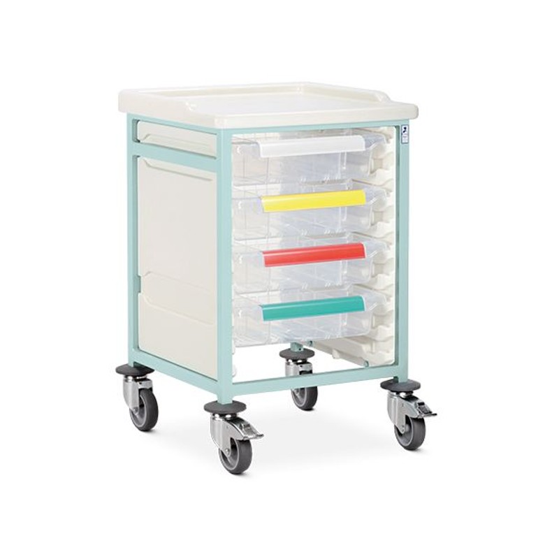 Bristol Maid Low-Level Single-Column Caretray Trolley with Four Shallow Trays
