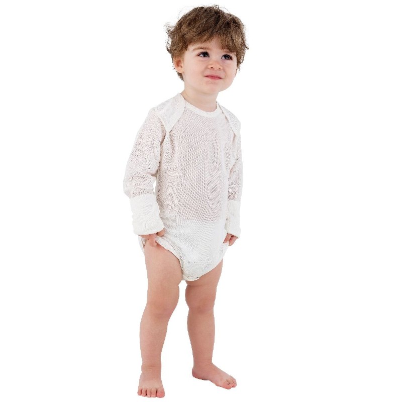 DermaSilk Infant's Hypoallergenic Itch-Relief Soft Silk Bodysuit with Folding Gloves