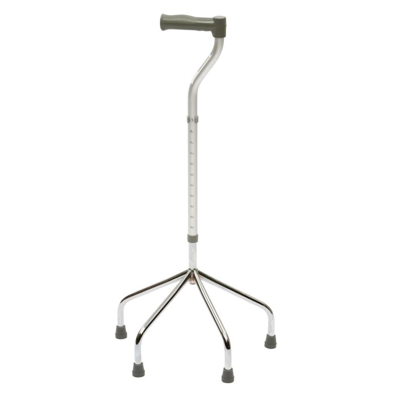 Drive Medical Large Chrome Adjustable Quad Walking Cane Sports