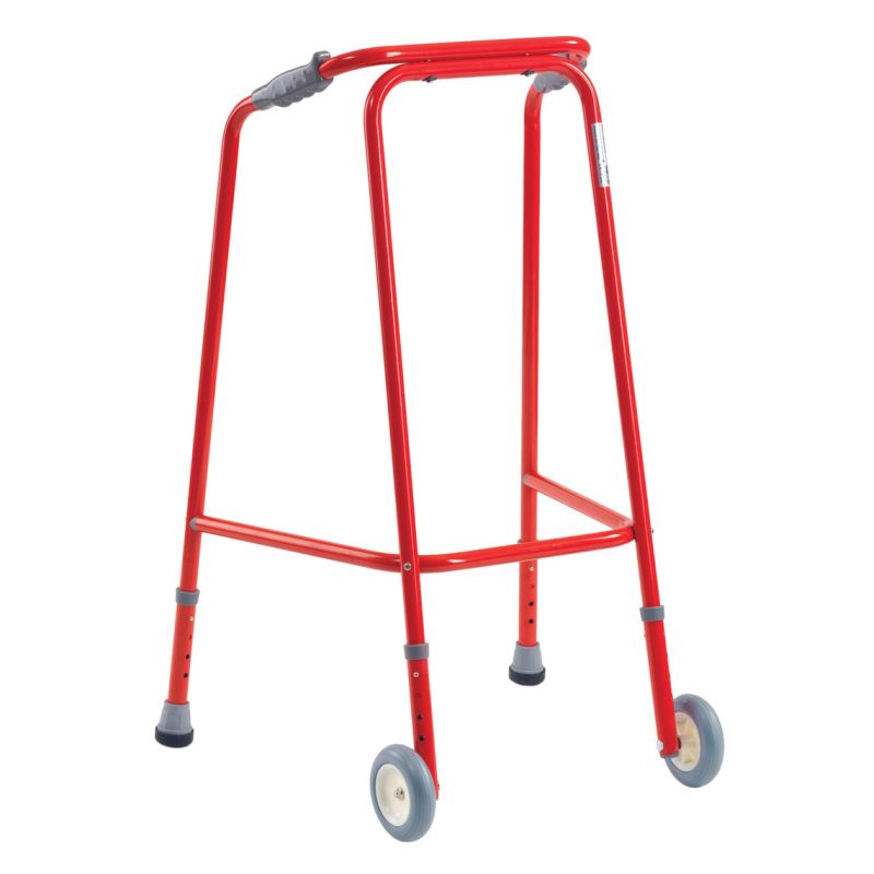 Drive Medical Red Medium Walking Frame with Wheels Sports Supports