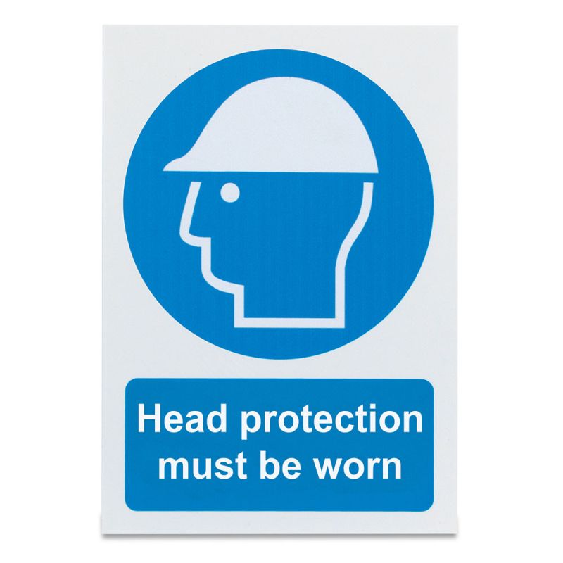 'Head Protection Must Be Worn' Safety Sign Sports Supports
