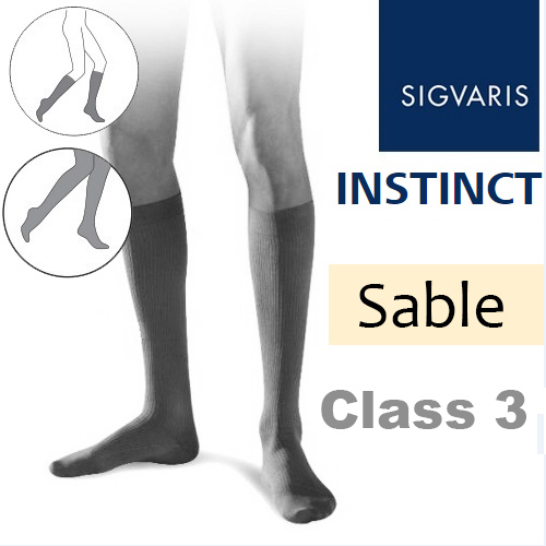 Sigvaris Instinct Men's Calf Class 3 Sable Compression Stockings