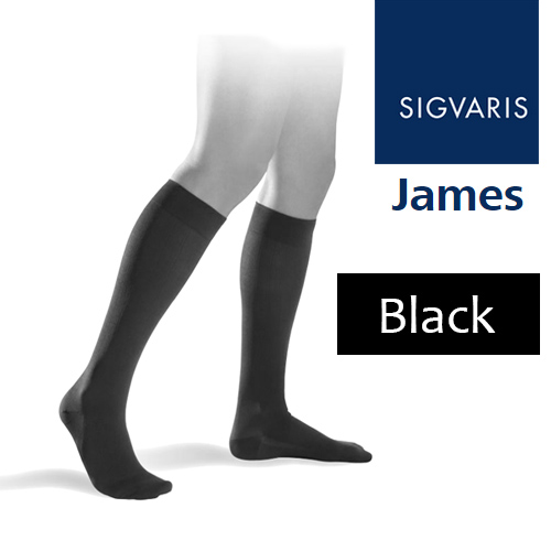 Sigvaris James Calf Compression Socks Black Sports Supports