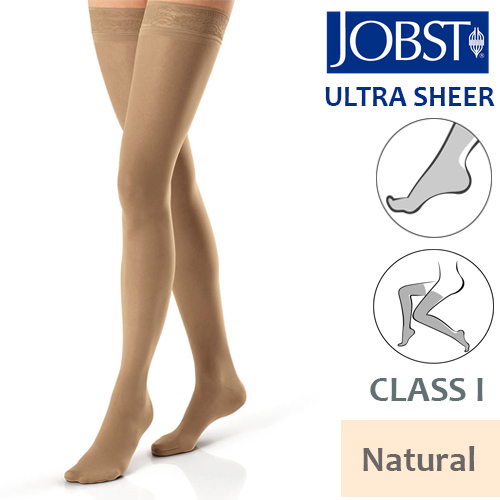 Jobst Ultrasheer Class 1 Natural Thigh Compression Stockings with