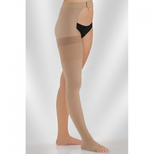 Juzo Dynamic Class 1 Almond Thigh High Compression Stockings with Open