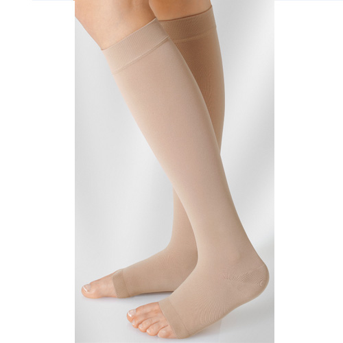 Juzo Soft Class 2 Black Pepper Calf Compression Stockings with Open Toe