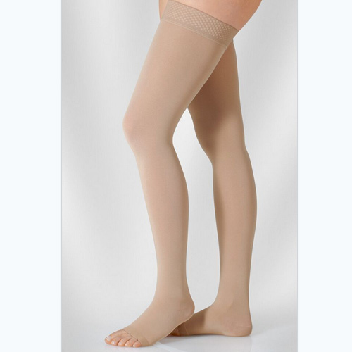 Juzo Soft Class 1 Sugar Thigh Compression Stockings with Open Toe and