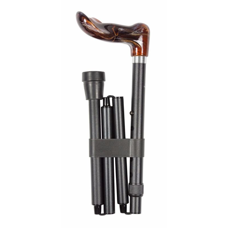 LeftHanded Adjustable Folding Amber Fischer Handle Walking Cane Sports Supports Mobility