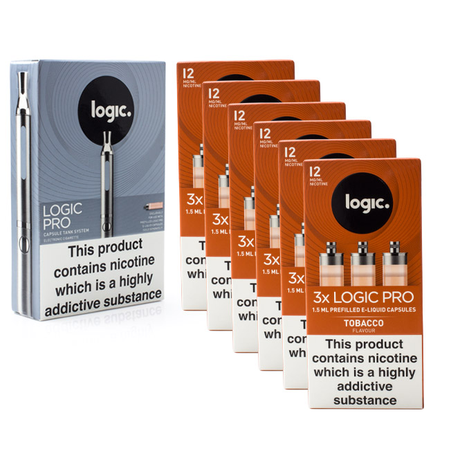 Logic Pro ECigarette Tobacco 12mg Combination Pack Sports Supports