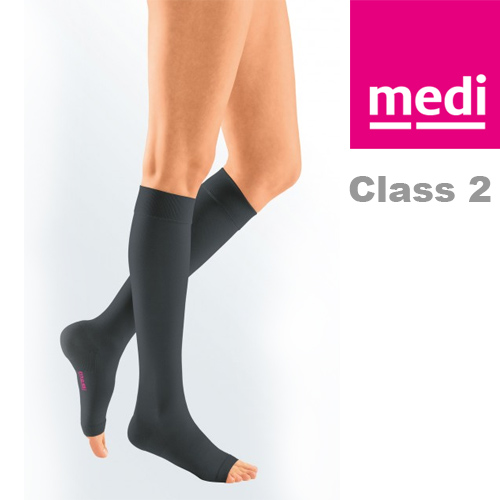 Medi Mediven Plus Class 2 Black Below Knee Compression Stockings with Open Toe