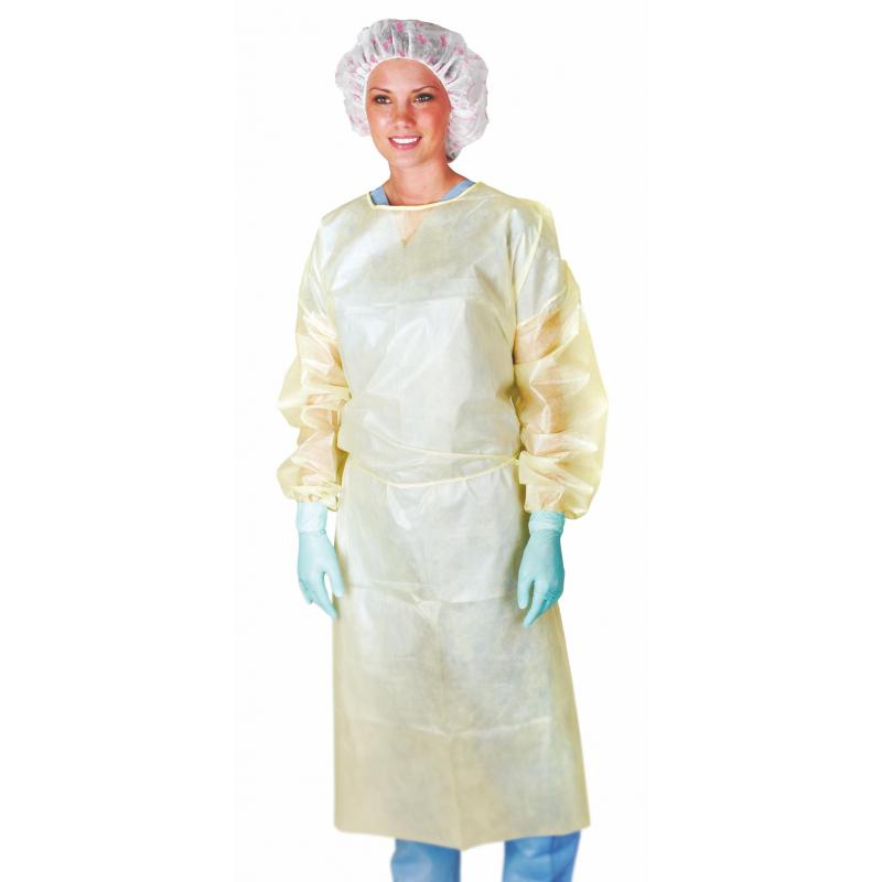 Medline Yellow Polyethylene-Coated Polypropylene Isolation Gown (Pack