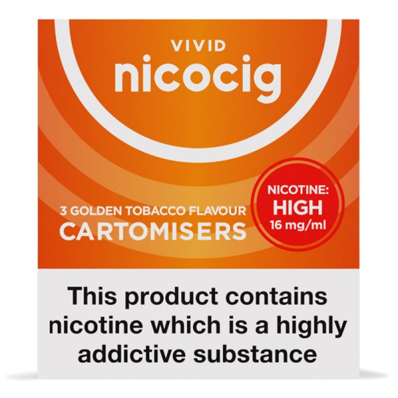 Nicocig Refill Cartridges High Strength Golden Tobacco Cartomisers