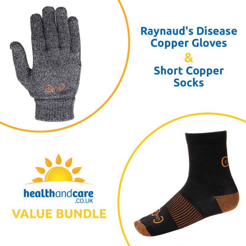 Raynaud's Disease Copper Gloves and Short Copper Socks Bundle Sports