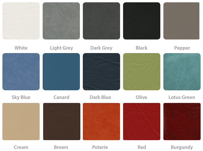 SEERS Medical Upholstery Colour Swatch Chart