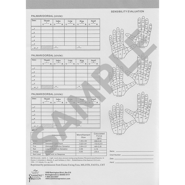 Jamar Monofilament Sensation Evaluation Forms (Pad of 100) Sports