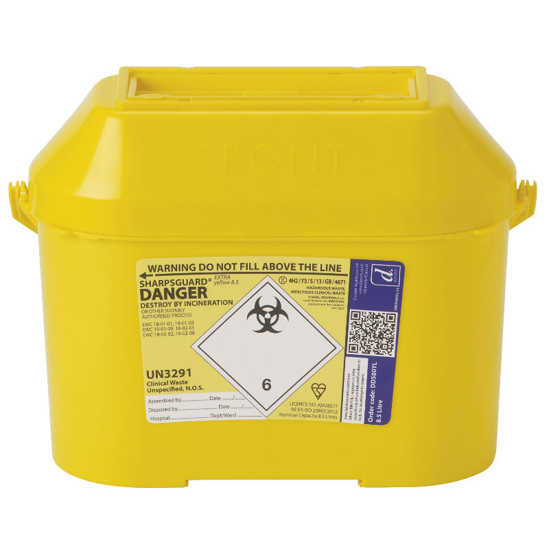 Sharpsguard Extra Yellow 8.5L Sharps Container (Case of 15) Sports