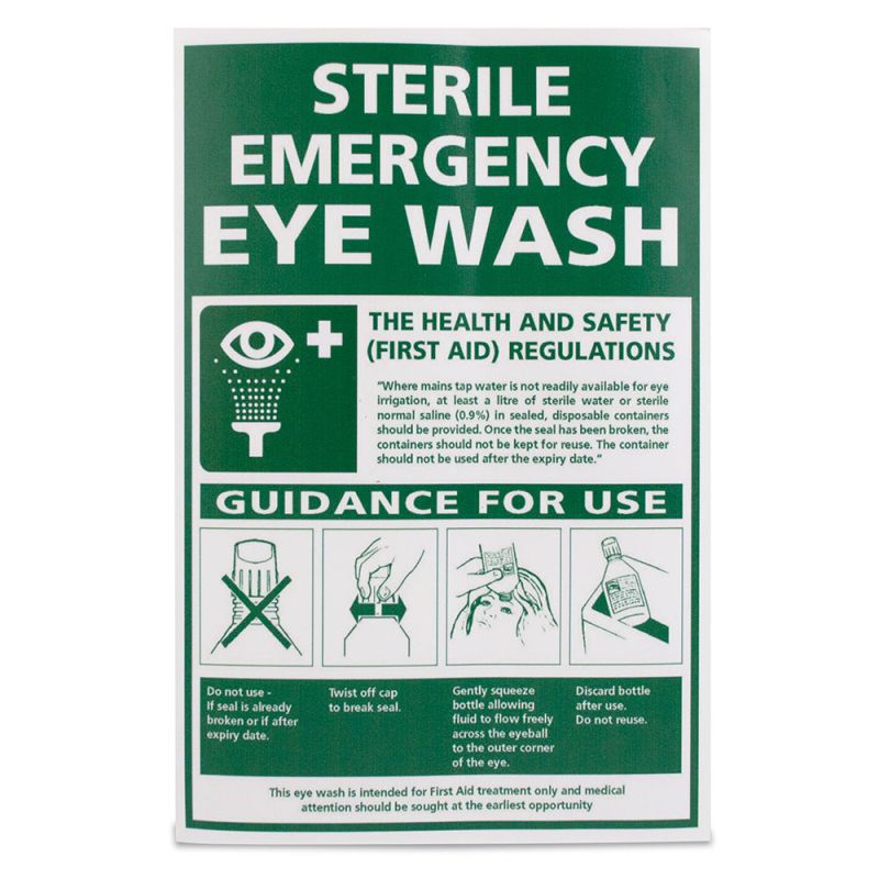 'Sterile Emergency Eye Wash Guidelines' Vinyl Sign Sports Supports