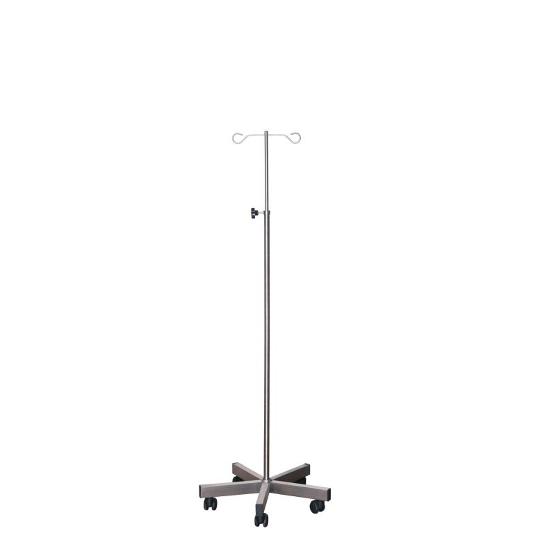 Sunflower Medical Weighted Stainless Steel IV Stand with Two Chrome Hooks