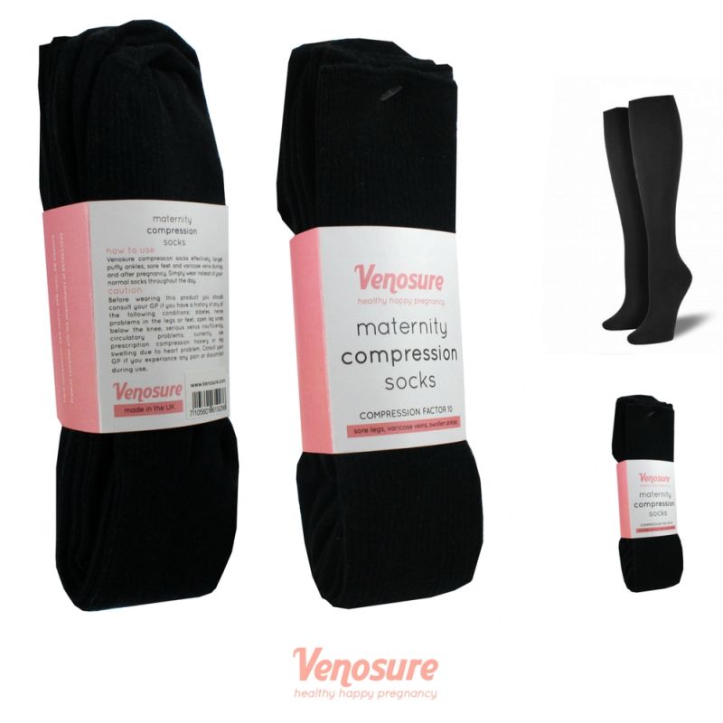 Venosure Onyx Black Maternity Compression Socks (Pack of Two) Sports