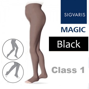 Sigvaris Magic Class 1 Open Toe Maternity Compression Tights - Black