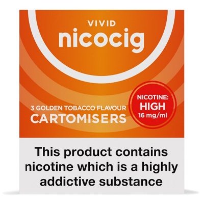 Vivid Nicocig Refill Cartridges High Strength Golden Tobacco Cartomisers