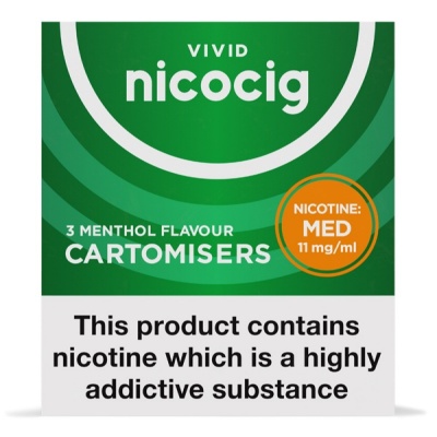 Vivid Nicocig Refill Cartridges Medium Strength Menthol Cartomisers