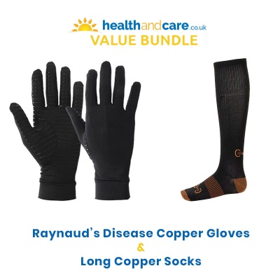 Raynaud's Disease Copper Gloves and Long Copper Socks Bundle