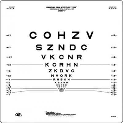 Precision Vision 2.5-Metre ETDRS LogMAR Chart (Chart 1 Revised)