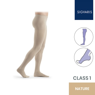 Sigvaris Essential Thermoregulating Unisex Class 1 Nature Compression Tights with Open Toe