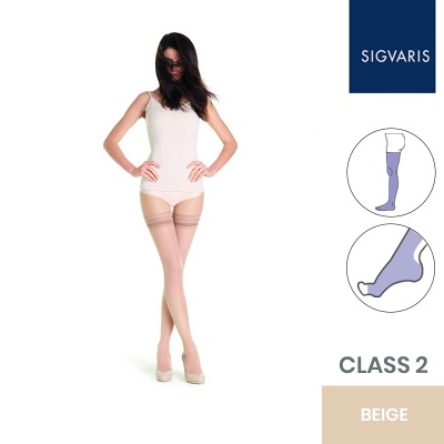 Sigvaris Style Transparent Class 2 Thigh Beige One (110) Compression Stockings with Open Toe