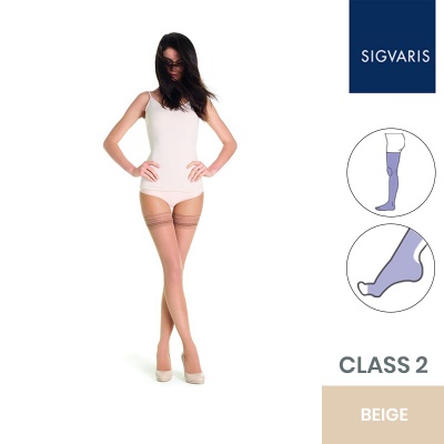 Sigvaris Style Transparent Class 2 Thigh Beige Three (130) Compression Stockings with Open Toe