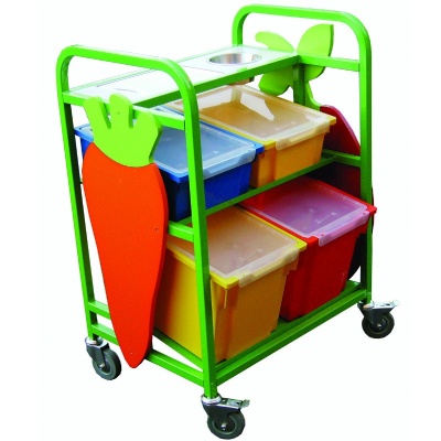 Compact School Canteen Fruit Storage and Serving Trolley