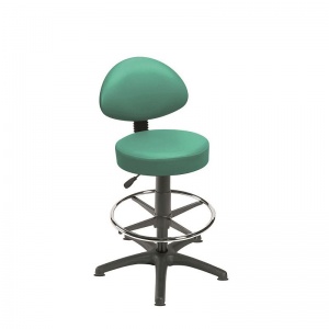 Sunflower Medical Mint Gas-Lift Stool with Back Rest, Foot Ring and Glides