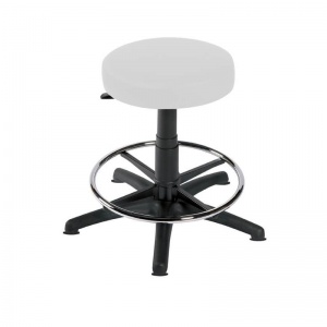 Sunflower Medical White Gas-Lift Stool with Foot Ring and Glides