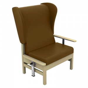 Sunflower Medical Atlas Walnut High-Back Vinyl Bariatric Patient Armchair with Drop Arms and Wings