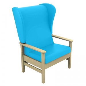 Sunflower Medical Atlas Sky Blue High-Back Vinyl Bariatric Patient Armchair with Wings