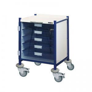 Sunflower Medical Vista 40 Blue Colour Concept Clinical Trolley with Five Single Depth Blue Trays