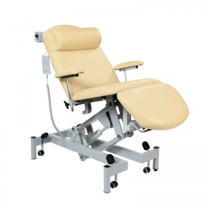 Sunflower Medical Beige Fusion Electric Height Treatment Chair with Single Foot Section and Tilting Seat