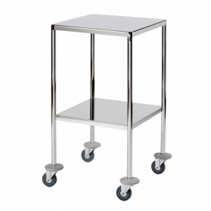 Sunflower Medical Mirror Polished Stainless Steel Surgical Trolley 45 x 45 x 84cm with Two Fixed Shelves