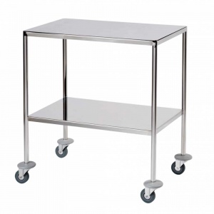 Sunflower Medical Mirror Polished Stainless Steel Surgical Trolley 45 x 75 x 84cm with Two Fixed Shelves