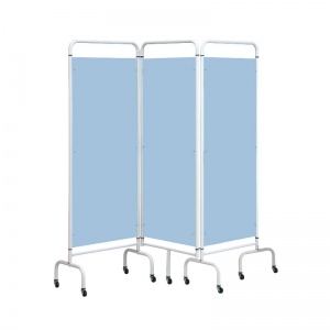 Sunflower Medical Sky Blue Mobile Three-Panel Folding Hospital Ward Screen