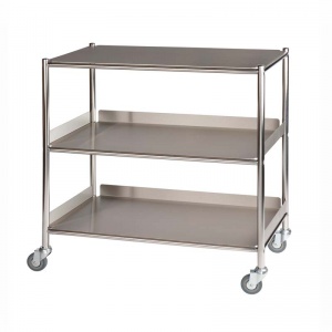 Sunflower Medical Surgical Trolley 86 x 52 x 86cm with Two Stainless Steel Trays and One Shelf