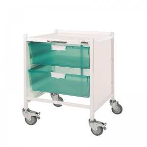 Sunflower Medical Vista 15 Extra Low Level Storage Trolley with Two Double-Depth Green Trays