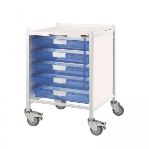 Sunflower Medical Vista 40 Low Level Storage Trolley with Five Single-Depth Blue Trays