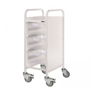 Sunflower Medical Vista 30 Narrow Storage Trolley with Three Double-Depth Clear Trays