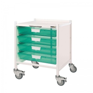 Sunflower Medical Vista 15 Extra Low Level Storage Trolley with Four Single-Depth Green Trays