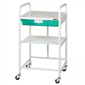 Sunflower Medical Vista 10 Economy Trolley with One Green Tray and One Shelf