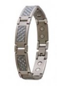 Grey Carbon Fibre Stainless Magnetic Bracelet