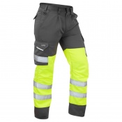 Leo Workwear CT01 Bideford Hi-Vis Cargo Trousers (Yellow and Grey)